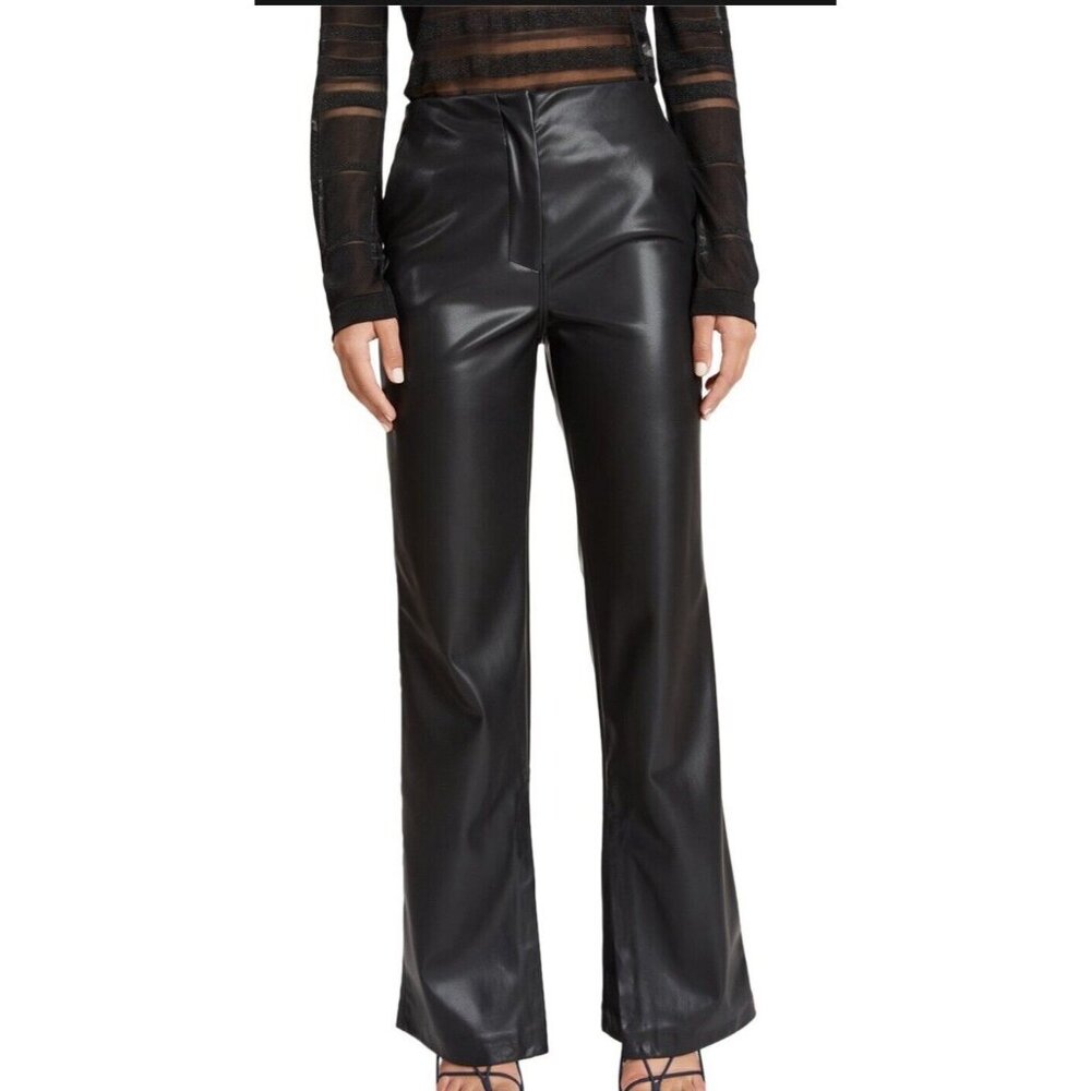 Tanya Taylor Adler Pants Plus Size 20 Black Faux Leather Pants NEW $395